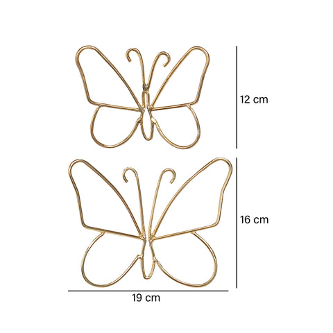 Aplique Set x2 mariposas Oro Folya 14x1x12cm - 19x1x16 cm