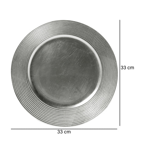 Base de Plato Líneas Plata Botanical 33 x 33 x 1.7 cm