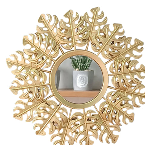 Set x3 espejos hojas Oro Shine 25x2x25 cm