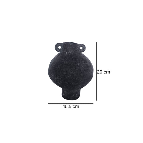 Florero Anfora Negro Rutico 15.5X20 cm