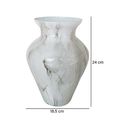 Jarrón Marmol Blanco Alba 18.5 x 18.5 x 24 cm