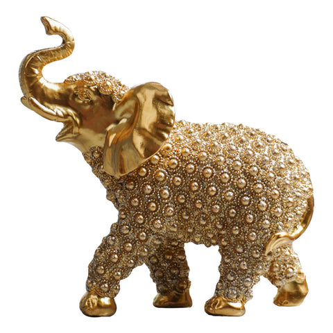 Escultura Elefante brillos Oro  Benares 14.5x7x14.5 cm
