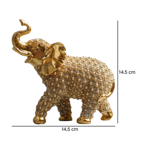 Escultura Elefante brillos Oro  Benares 14.5x7x14.5 cm