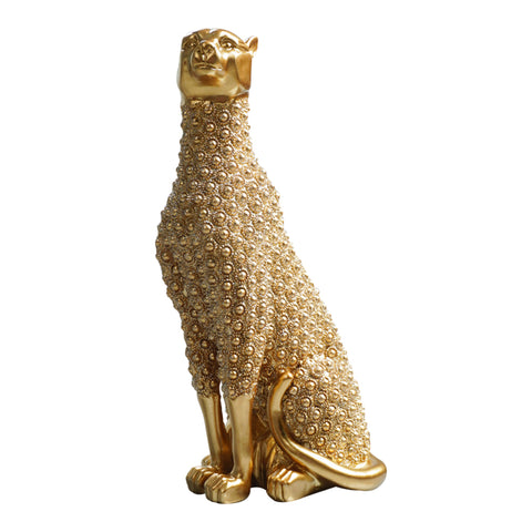 Escultura Leopardo brillos Oro  Benares 12.5x9x24 cm