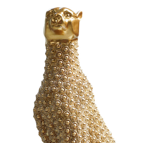 Escultura Leopardo brillos Oro  Benares 12.5x9x24 cm