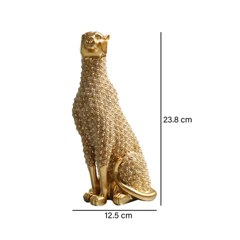 Escultura Leopardo brillos Oro  Benares 12.5x9x24 cm