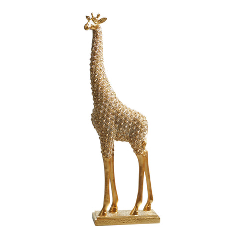 Escultura Jirafa brillos Oro Benares 12x6x34 cm