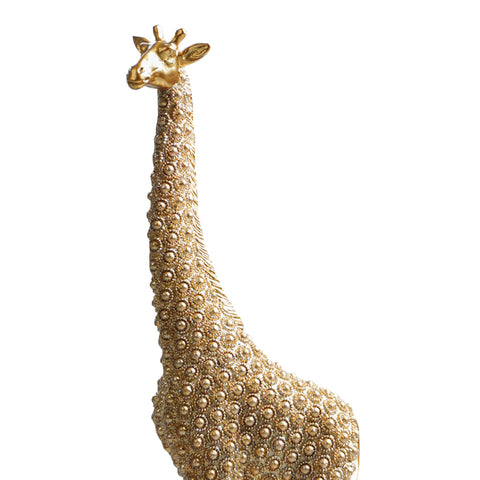 Escultura Jirafa brillos Oro Benares 12x6x34 cm