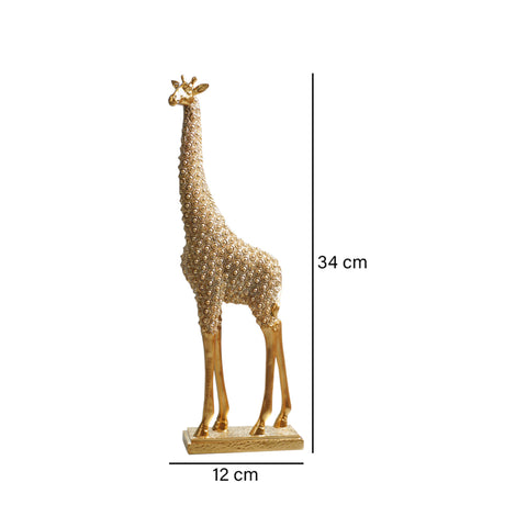 Escultura Jirafa brillos Oro Benares 12x6x34 cm