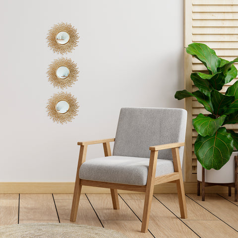 Set x3 espejos sol Oro Shine 25x2x25 cm