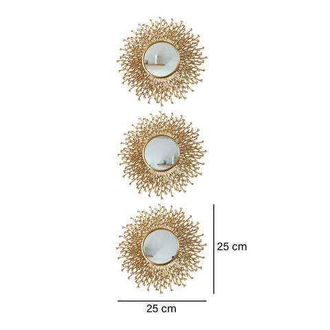 Set x3 espejos sol Oro Shine 25x2x25 cm