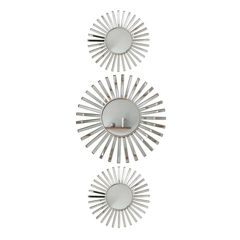 Set x3 espejos lineas Plata Shine 25x2x25 cm