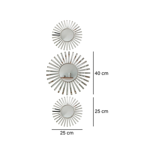 Set x3 espejos lineas Plata Shine 25x2x25 cm