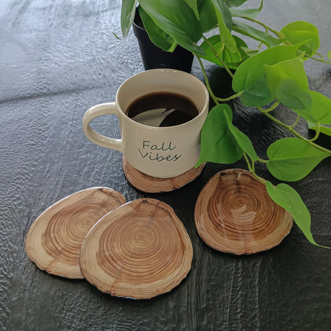 Set x4 portavasos tronco Cafe Portavasos 10 x 10 x 0.5 cm