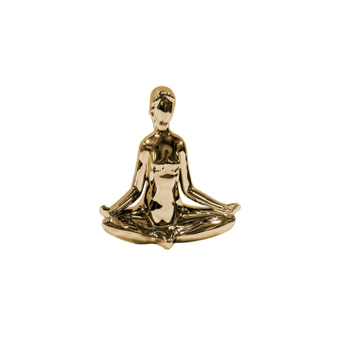 Escultura mujer yoga OMM Oro 15.5 x 8 x 18 cm
