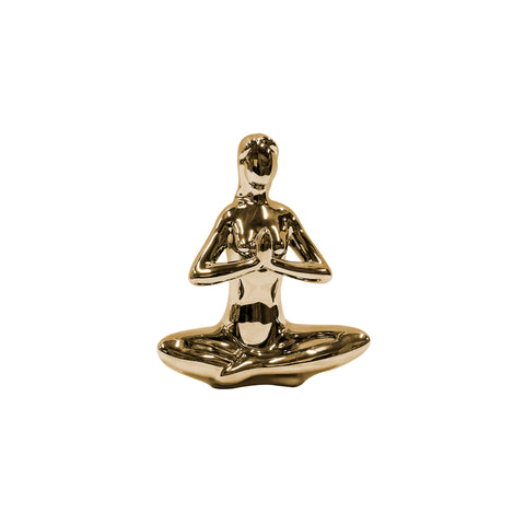 Escultura mujer yoga Oro 15.5x8x18 cm