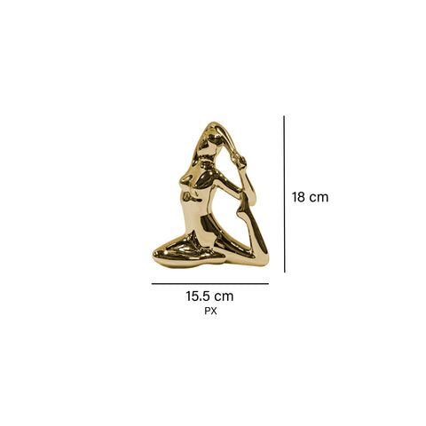Escultura mujer yoga brazo - pie Oro 15.5x8x18 cm