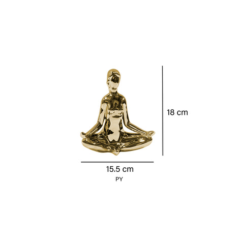 Escultura mujer yoga OMM Oro 15.5 x 8 x 18 cm