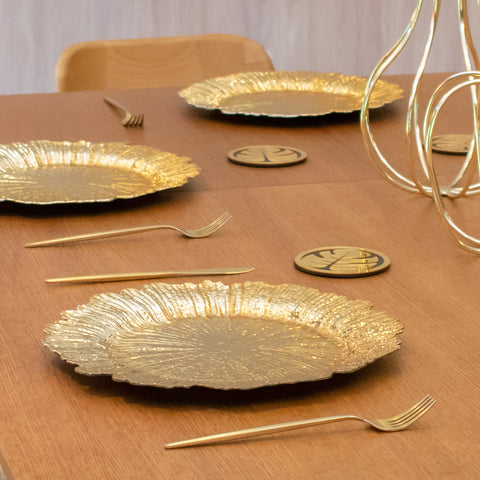 Base de Plato Irregular Oro Esencia 33 x 33 x 1.6 cm