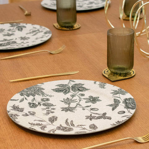 Base de Plato Flores Beige Esencia 33 x 33 x 1.7 cm