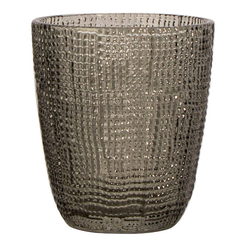 Vaso Cuadricula pequeño vidrio Gris Lino 8.5 x 8.5 x 10 cm