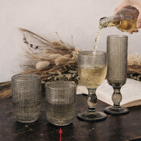 Vaso Cuadricula pequeño vidrio Gris Lino 8.5 x 8.5 x 10 cm