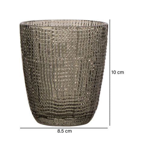 Vaso Cuadricula pequeño vidrio Gris Lino 8.5 x 8.5 x 10 cm