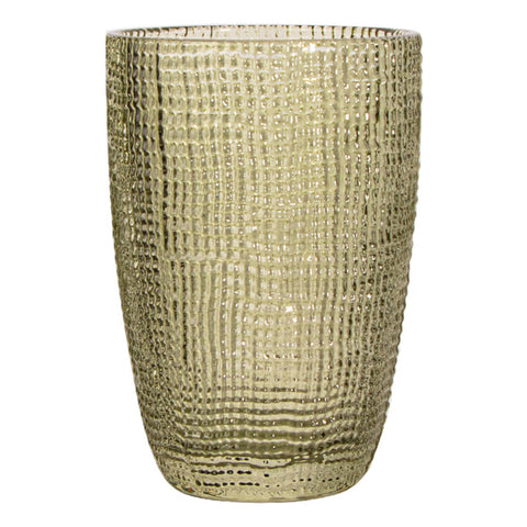 Vaso Cuadricula Grande vidrio Verde Lino 8.5 x 8.5 x 12.5 cm
