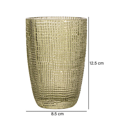 Vaso Cuadricula Grande vidrio Verde Lino 8.5 x 8.5 x 12.5 cm