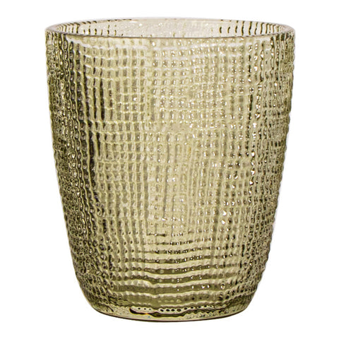 Vaso Cuadricula pequeño vidrio Verde Lino 8.5 x 8.5 x 10 cm