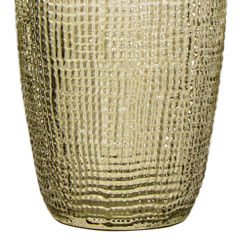 Vaso Cuadricula pequeño vidrio Verde Lino 8.5 x 8.5 x 10 cm