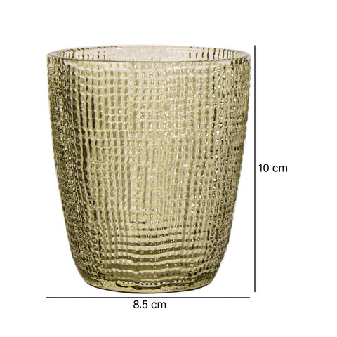 Vaso Cuadricula pequeño vidrio Verde Lino 8.5 x 8.5 x 10 cm