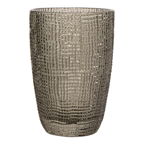 Vaso Cuadricula Grande vidrio Gris Lino 8.5 x 8.5 x 12.5 cm