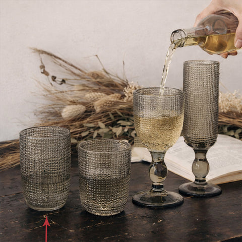 Vaso Cuadricula Grande vidrio Gris Lino 8.5 x 8.5 x 12.5 cm