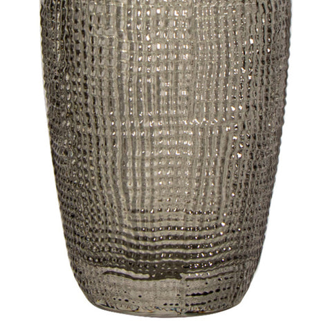 Vaso Cuadricula Grande vidrio Gris Lino 8.5 x 8.5 x 12.5 cm