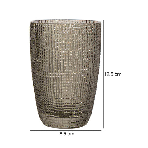 Vaso Cuadricula Grande vidrio Gris Lino 8.5 x 8.5 x 12.5 cm