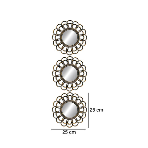 Set x3 espejos flore loto Bronce Shine 25x2x25 cm