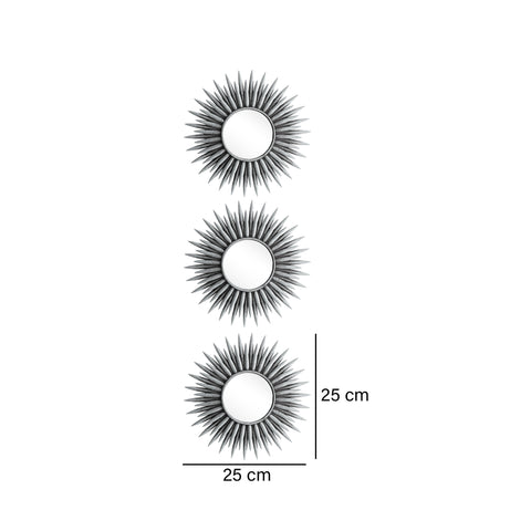 Set x3 espejos radiante Plata Shine 25x2x25 cm