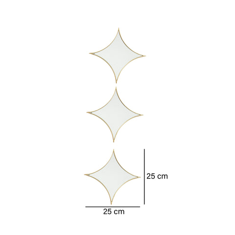 Set x3 espejos estrellas Oro Shine 25x2x25 cm