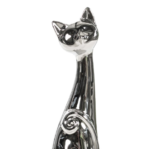 Escultura Gato Plata Dubai 6.5 x 6.5 x 25.5 cm