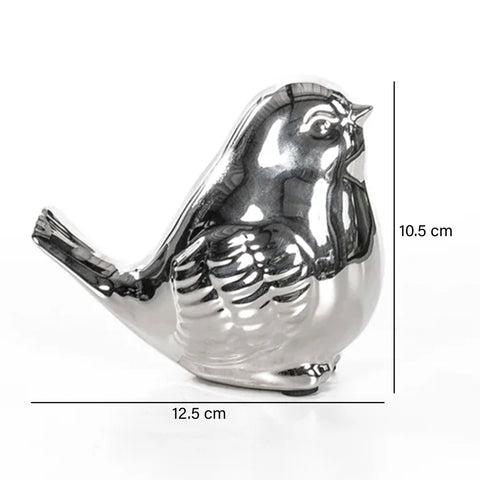 Escultura Pájaro Plata Cromo 12.5X10.5Cm