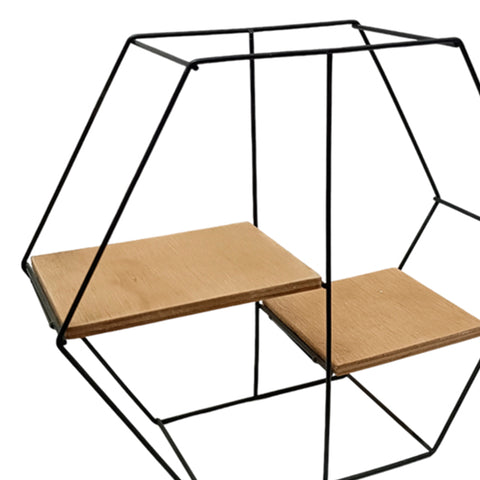 Repisa Hexágonal Pequeña Wire Beige 36.5X32cm