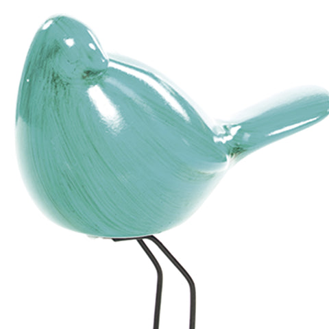 Escultura Pajaro Lado Aguamarina Tibet 14.5X21cm