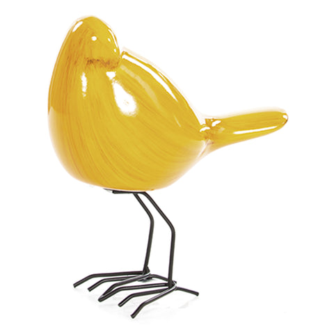Escultura Pajaro Lado Amarillo Tibet 14.5X21cm