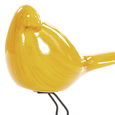 Escultura Pajaro Lado Amarillo Tibet 14.5X21cm