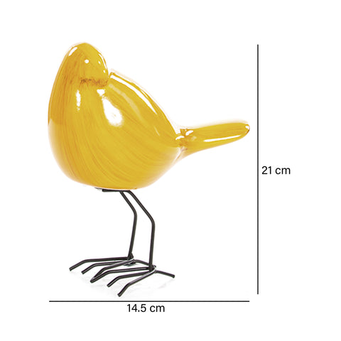 Escultura Pajaro Lado Amarillo Tibet 14.5X21cm