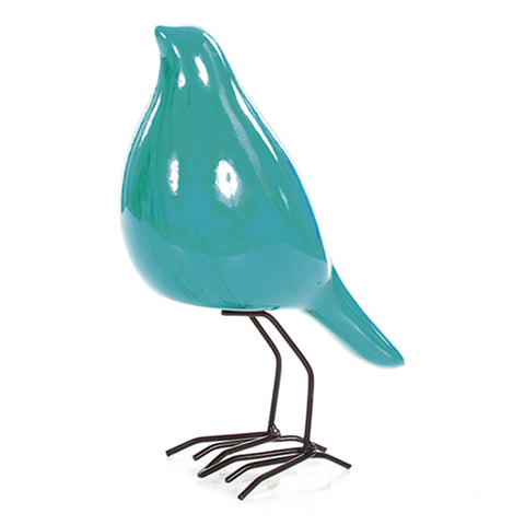 Escultura Pajaro Aguamarina Tibet 14.5X21cm