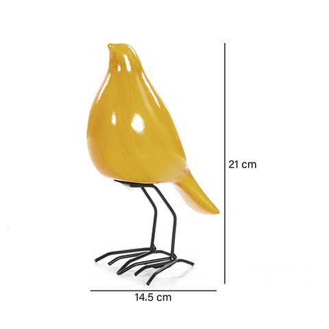 Escultura Pajaro Amarillo Tibet 14.5X21cm