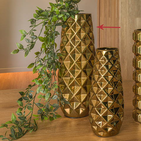 Florero Oro Origami 14 x 14 x 36 cm