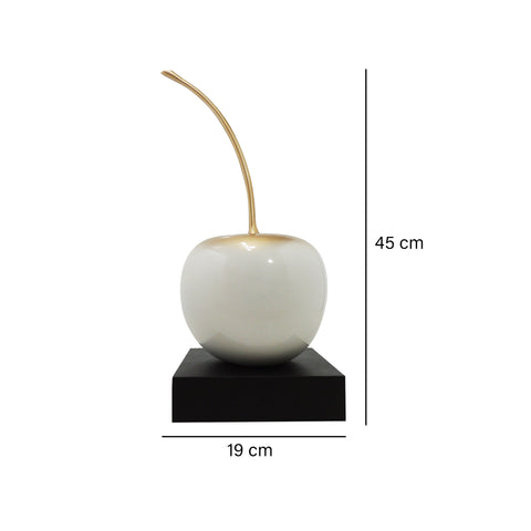 Escultura cereza grande Blanco oro 19X45 Cm